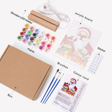 Afbeelding in Gallery-weergave laden, Schilderen op Nummer - Houten Standaard met LED Licht 15x20cm - Kerstman 04