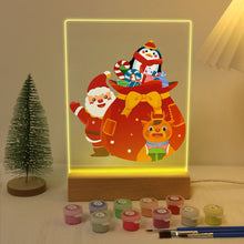 Afbeelding in Gallery-weergave laden, Schilderen op Nummer - Houten Ondersteuning met LED Licht 15x20cm - Kerstman 05