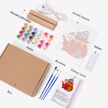 Afbeelding in Gallery-weergave laden, Schilderen op Nummer - Houten Ondersteuning met LED Licht 15x20cm - Kerstman 05