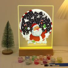 Afbeelding in Gallery-weergave laden, Schilderen op nummer - Houten standaard met LED-licht 15x20cm - Kerstman 06