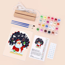 Afbeelding in Gallery-weergave laden, Schilderen op nummer - Houten standaard met LED-licht 15x20cm - Kerstman 06