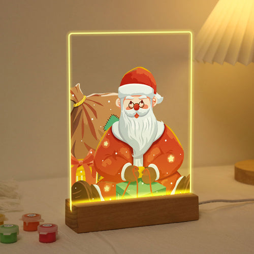 Schilderen op Nummer - Houten standaard met LED-licht 15x20cm - Kerstman 09