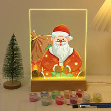 Afbeelding in Gallery-weergave laden, Schilderen op Nummer - Houten Standaard met LED Licht 15x20cm - Kerstman 09
