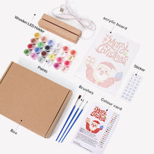 Afbeelding in Gallery-weergave laden, Schilderen op Nummer - Houten Ondersteuning met LED Licht 15x20cm - Kerstman 10