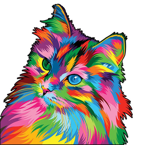 Houten Puzzel - Kleurrijk Katje