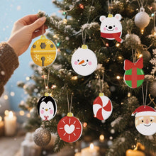 Afbeelding in Gallery-weergave laden, Kerstornamenten Schilderen op Nummers – IJsbeer Pinguïn Kerstman Kit