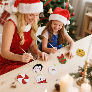 Kerstornamenten Schilderen op Nummers – IJsbeer Pinguïn Kerstman Kit