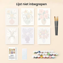 Afbeelding in Gallery-weergave laden, Mini Schilderen op Nummer 15x20cm (6 stuks) - Bloemen Vazen