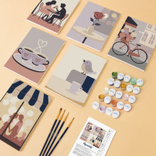 Afbeelding in Gallery-weergave laden, Mini Schilderen op Nummer 15x20cm (6 stuks) - Romantisch Café