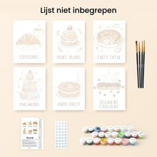 Afbeelding in Gallery-weergave laden, Mini Schilderen op Nummer 15x20cm (6 stuks) - Franse Gebakjes