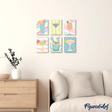 Afbeelding in Gallery-weergave laden, Mini Schilderen op Nummer 15x20cm (6 stuks) - Pop Art Cocktails