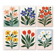 Afbeelding in Gallery-weergave laden, Mini Schilderen op Nummer 15x20cm (6 stuks) - Moderne Bloemen