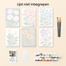 Afbeelding in Gallery-weergave laden, Mini Schilderen op Nummer 15x20cm (6 stuks) - Grafische Bloemen