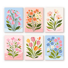 Afbeelding in Gallery-weergave laden, Mini Schilderen op Nummer 15x20cm (6 stuks) - Pastelbloemen