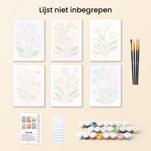 Afbeelding in Gallery-weergave laden, Mini Schilderen op Nummer 15x20cm (6 stuks) - Pastelbloemen