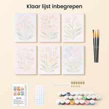 Afbeelding in Gallery-weergave laden, Mini Schilderen op Nummer 15x20cm (6 stuks) - Pastelbloemen