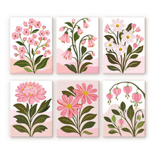Afbeelding in Gallery-weergave laden, Mini Schilderen op Nummer 15x20cm (6 stuks) - Roze Bloemen