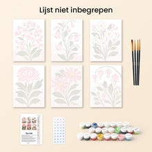 Afbeelding in Gallery-weergave laden, Mini Schilderen op Nummer 15x20cm (6 stuks) - Roze Bloemen