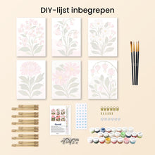 Afbeelding in Gallery-weergave laden, Mini Schilderen op Nummer 15x20cm (6 stuks) - Roze Bloemen