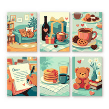 Afbeelding in Gallery-weergave laden, Mini Schilderen op Nummer 15x20cm (6 stuks) - Knusse Liefde