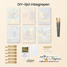 Afbeelding in Gallery-weergave laden, Mini Schilderen op Nummer 15x20cm (6 stuks) - Kat in Van Gogh-stijl