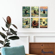 Afbeelding in Gallery-weergave laden, Mini Schilderen op Nummer 15x20cm (6 stuks) - Kat in Claude Monet-stijl