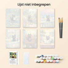 Afbeelding in Gallery-weergave laden, Mini Schilderen op Nummer 15x20cm (6 stuks) - Kat in Claude Monet-stijl