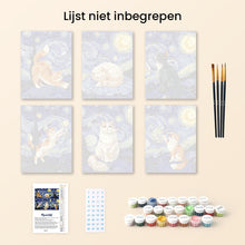 Afbeelding in Gallery-weergave laden, Mini Schilderen op Nummer 15x20cm (6 stuks) - Sterrennachtkatten