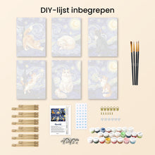 Afbeelding in Gallery-weergave laden, Mini Schilderen op Nummer 15x20cm (6 stuks) - Sterrennachtkatten