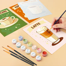 Afbeelding in Gallery-weergave laden, Mini Schilderen op Nummer 15x20cm (6 stuks) - Klassieke Koffie