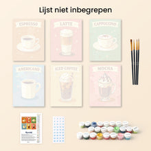 Afbeelding in Gallery-weergave laden, Mini Schilderen op Nummer 15x20cm (6 stuks) - Klassieke Koffie
