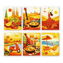 Afbeelding in Gallery-weergave laden, Mini Schilderen op Nummer 15x20cm (6 stuks) - Levendig Spanje