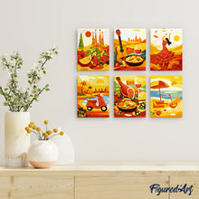 Afbeelding in Gallery-weergave laden, Mini Schilderen op Nummer 15x20cm (6 stuks) - Levendig Spanje