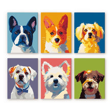 Afbeelding in Gallery-weergave laden, Mini Schilderen op Nummer 15x20cm (6 stuks) - Moderne Hondportretten 1