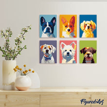 Afbeelding in Gallery-weergave laden, Mini Schilderen op Nummer 15x20cm (6 stuks) - Moderne Hondportretten 1