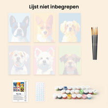 Afbeelding in Gallery-weergave laden, Mini Schilderen op Nummer 15x20cm (6 stuks) - Moderne Hondportretten 1