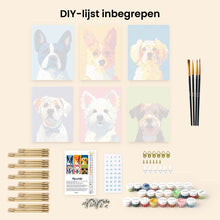Afbeelding in Gallery-weergave laden, Mini Schilderen op Nummer 15x20cm (6 stuks) - Moderne Hondportretten 1