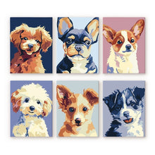 Afbeelding in Gallery-weergave laden, Mini Schilderen op Nummer 15x20cm (6 stuks) - Moderne Hondportretten 2
