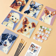 Afbeelding in Gallery-weergave laden, Mini Schilderen op Nummer 15x20cm (6 stuks) - Moderne Hondportretten 2