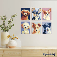 Afbeelding in Gallery-weergave laden, Mini Schilderen op Nummer 15x20cm (6 stuks) - Moderne Hondportretten 2