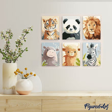 Afbeelding in Gallery-weergave laden, Mini Schilderen op Nummer 15x20cm (6 stuks) - Wildlife Portretten 1