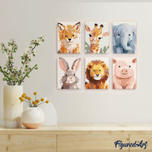 Afbeelding in Gallery-weergave laden, Mini Schilderen op Nummer 15x20cm (6 stuks) - Wildlife Portretten 2