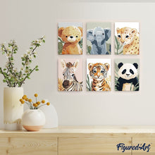 Afbeelding in Gallery-weergave laden, Mini Schilderen op Nummer 15x20cm (6 stuks) - Wildlife Portretten 3