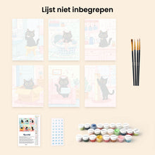 Afbeelding in Gallery-weergave laden, Mini Schilderen op Nummer 15x20cm (6 stuks) - Huiskatje