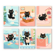 Afbeelding in Gallery-weergave laden, Mini Schilderen op Nummer 15x20cm (6 stuks) - Speelse Kat