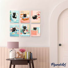 Afbeelding in Gallery-weergave laden, Mini Schilderen op Nummer 15x20cm (6 stuks) - Speelse Kat