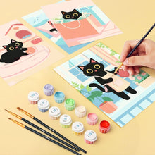 Afbeelding in Gallery-weergave laden, Mini Schilderen op Nummer 15x20cm (6 stuks) - Speelse Kat