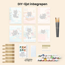Afbeelding in Gallery-weergave laden, Mini Schilderen op Nummer 15x20cm (6 stuks) - Speelse Kat
