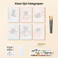 Afbeelding in Gallery-weergave laden, Mini Schilderen op Nummer 15x20cm (6 stuks) - Speelse Kat