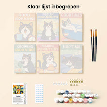 Afbeelding in Gallery-weergave laden, Mini Schilderen op Nummer 15x20cm (6 stuks) - Goede Tijden met Katten